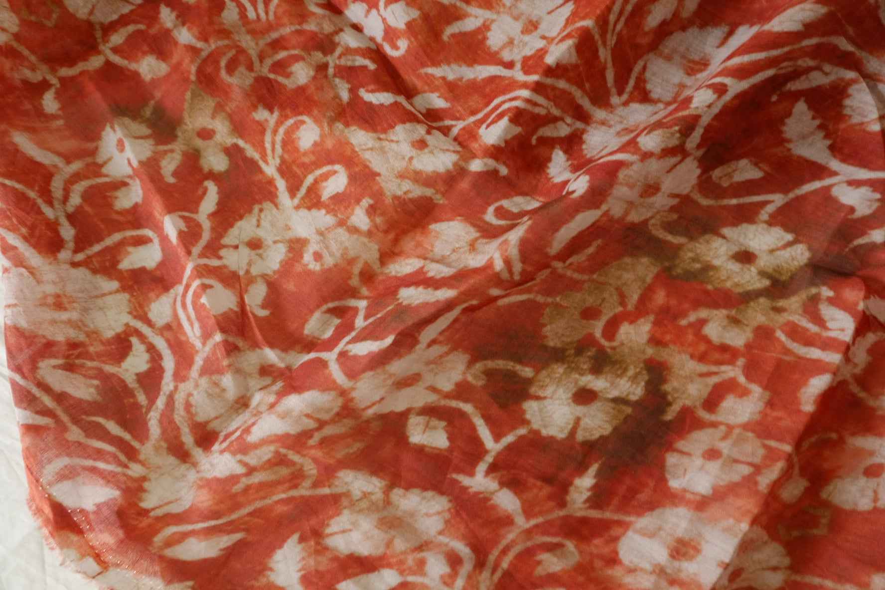 Terracotta Floral 100s Pure Ramie Dress Fabric – 2.7 yd