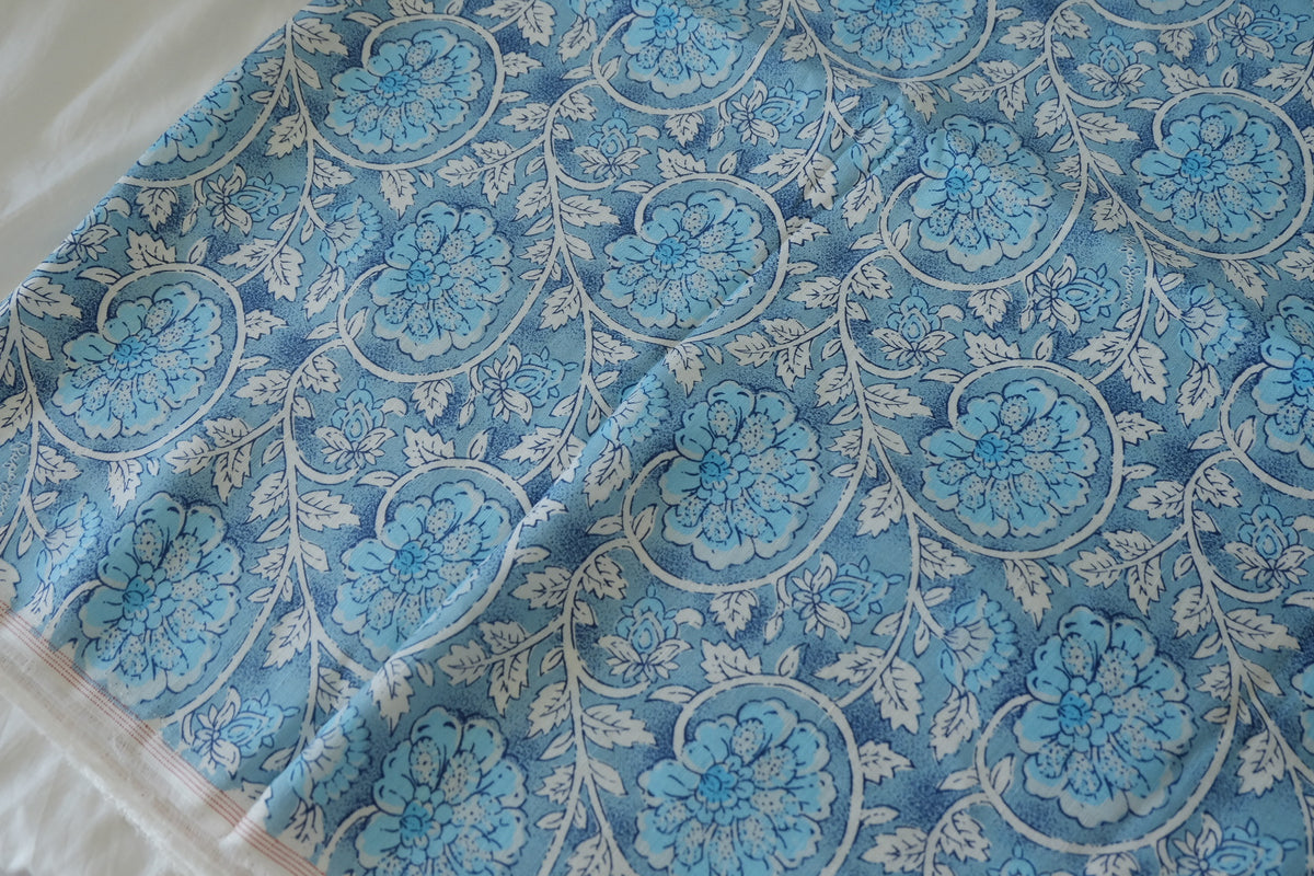 Indigo Blue Vintage Floral Linen Cotton Blend – 2.73 yd