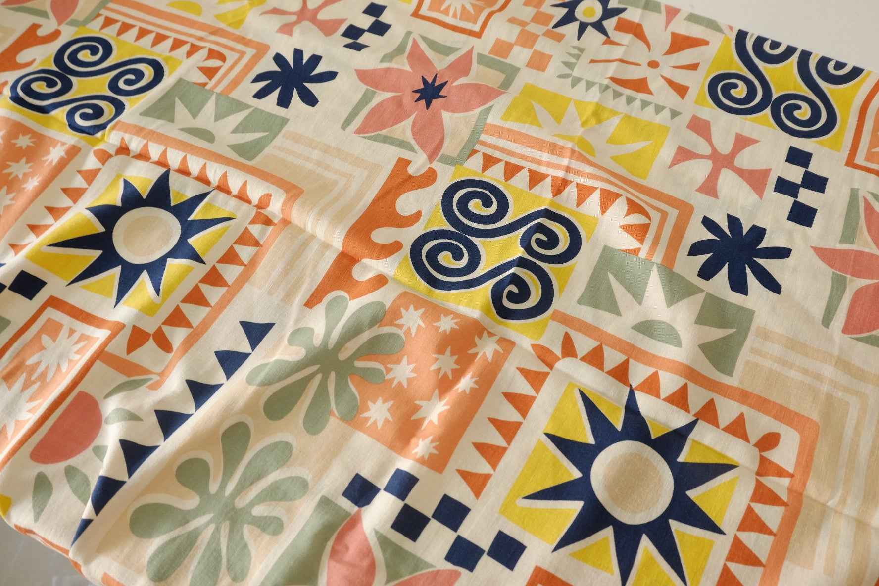 Mediterranean Tile Cotton Linen Fabric – 1.6 yd