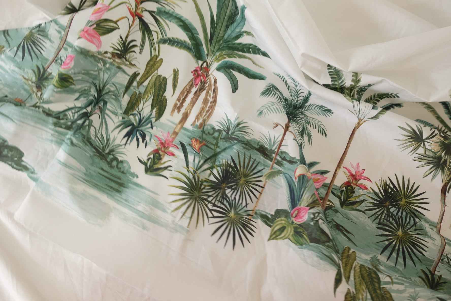 Tropical Palm Border Cotton Poplin Fabric – 2.2 yd