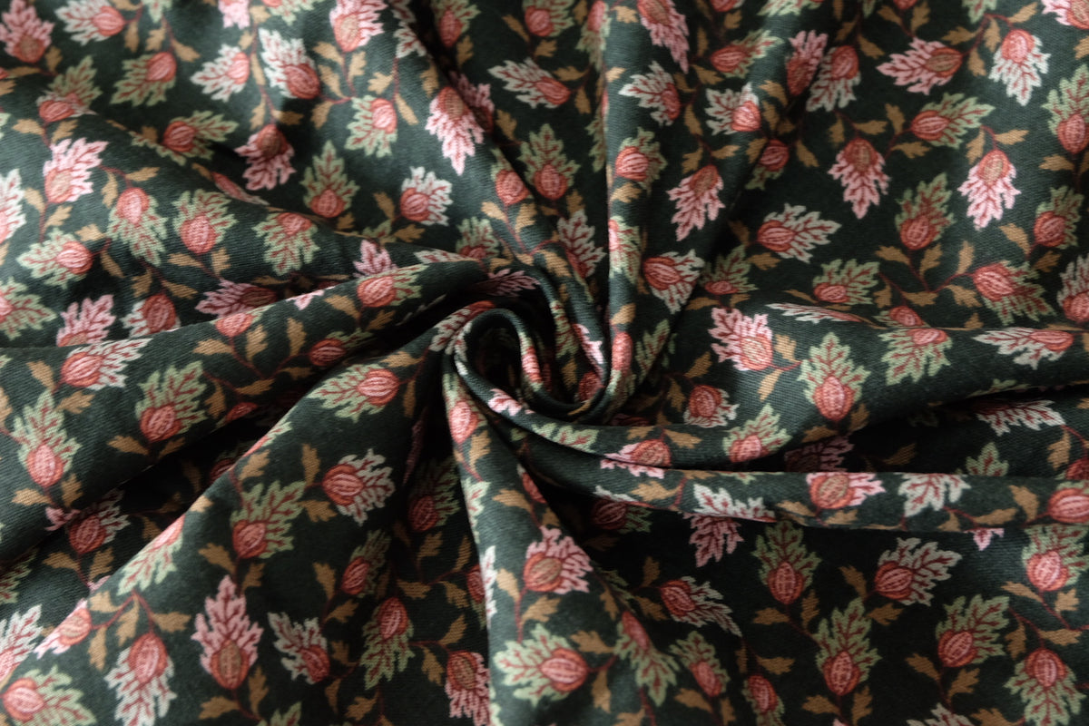 Dark Botanical Cotton Linen Twill – 2.5 yd