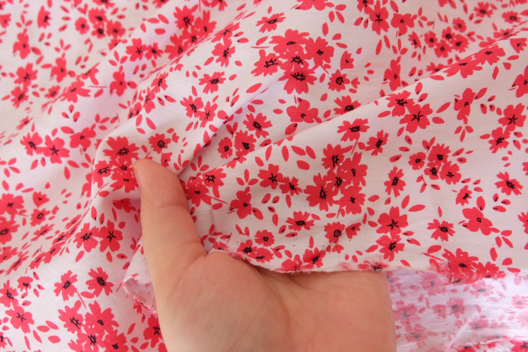 Pink Micro Floral Cotton Fabric – Soft Ditsy Flower Print – 2.6 yd