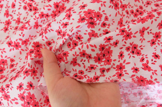 Pink Micro Floral Cotton Fabric – Soft Ditsy Flower Print – 2.6 yd