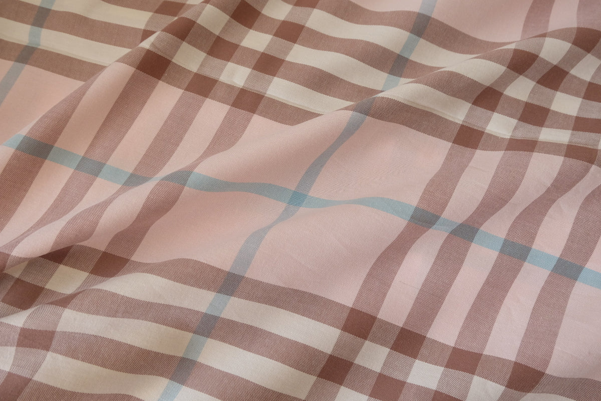 Blush Pink & Cocoa Plaid – Yarn-Dyed Cotton Fabric | 3.3 Yards