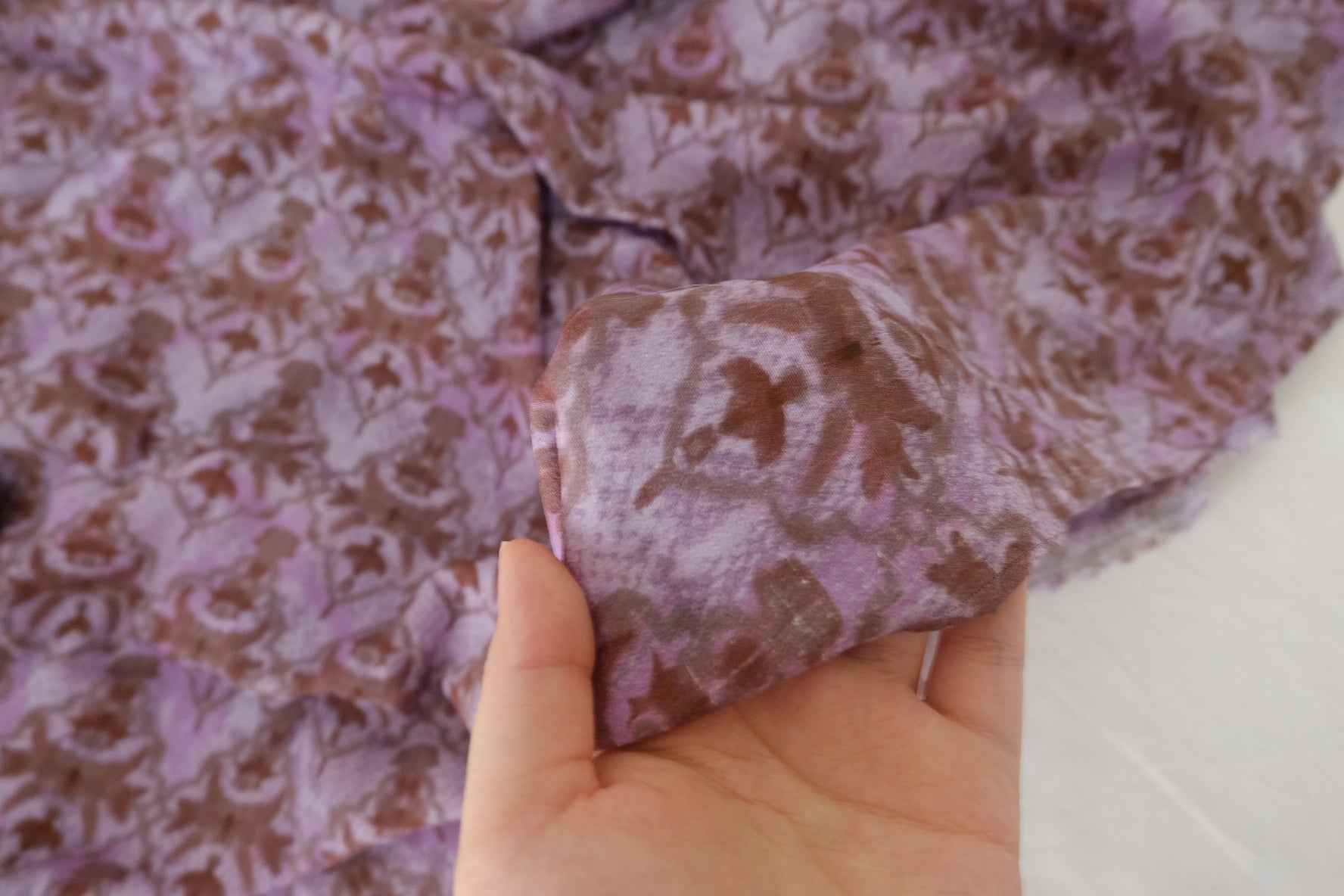 Dusty Lavender Abstract Floral Tencel Cotton Fabric – 2 yd