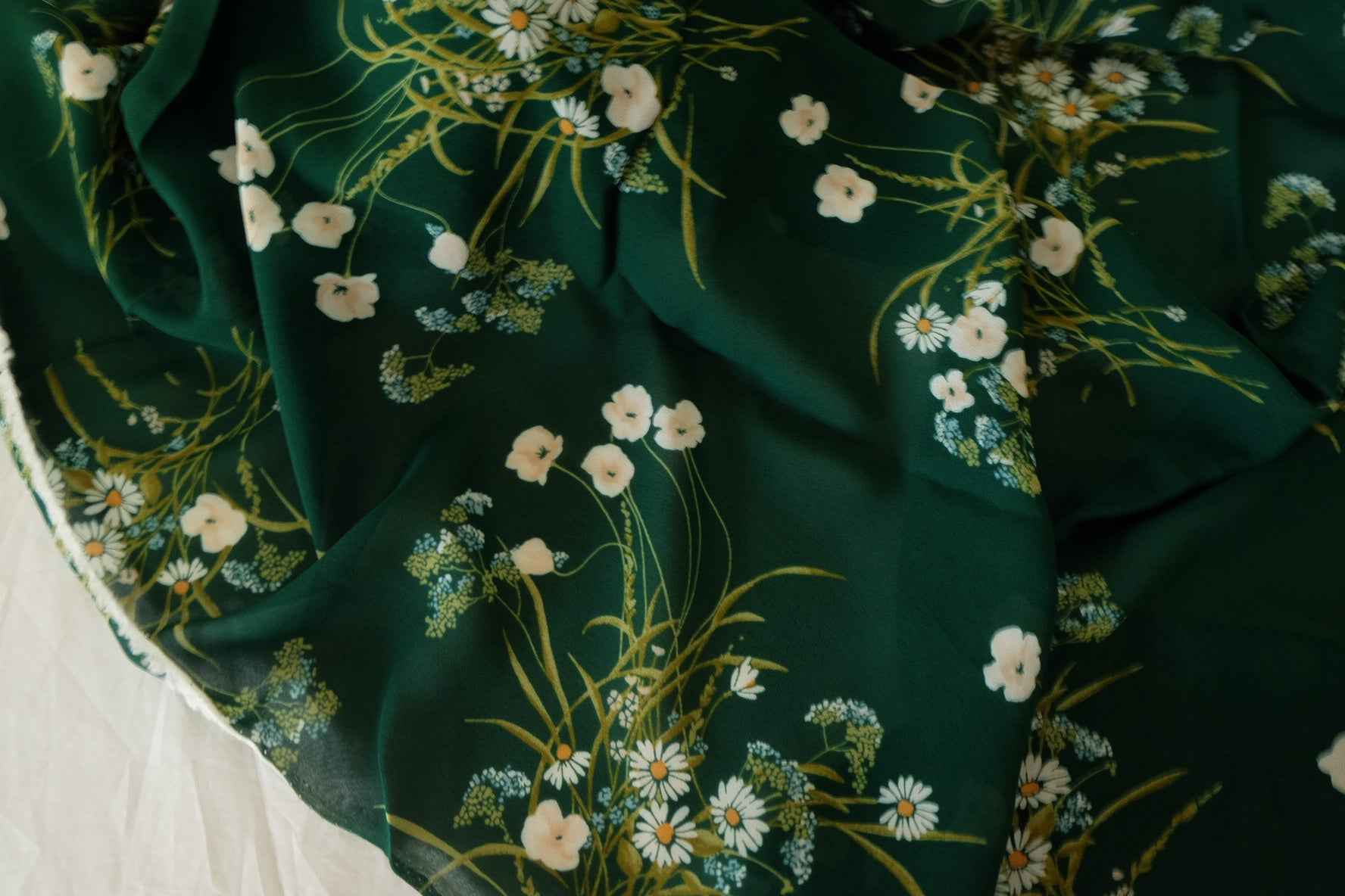 Dark Green Wildflower Rayon Georgette – 3.3 yd