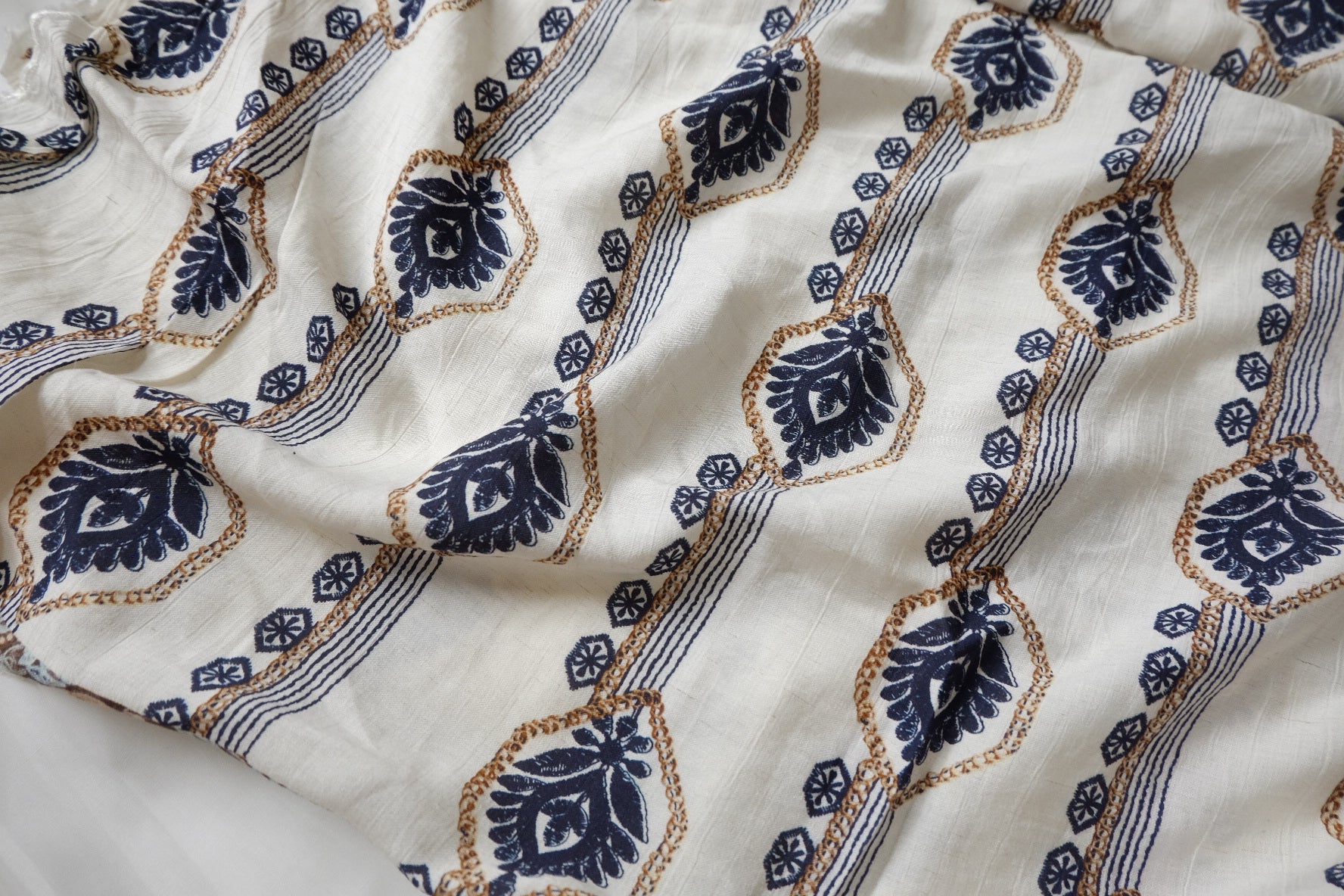 Folk Stripe Lyocell Linen Fabric - 1.64 yd