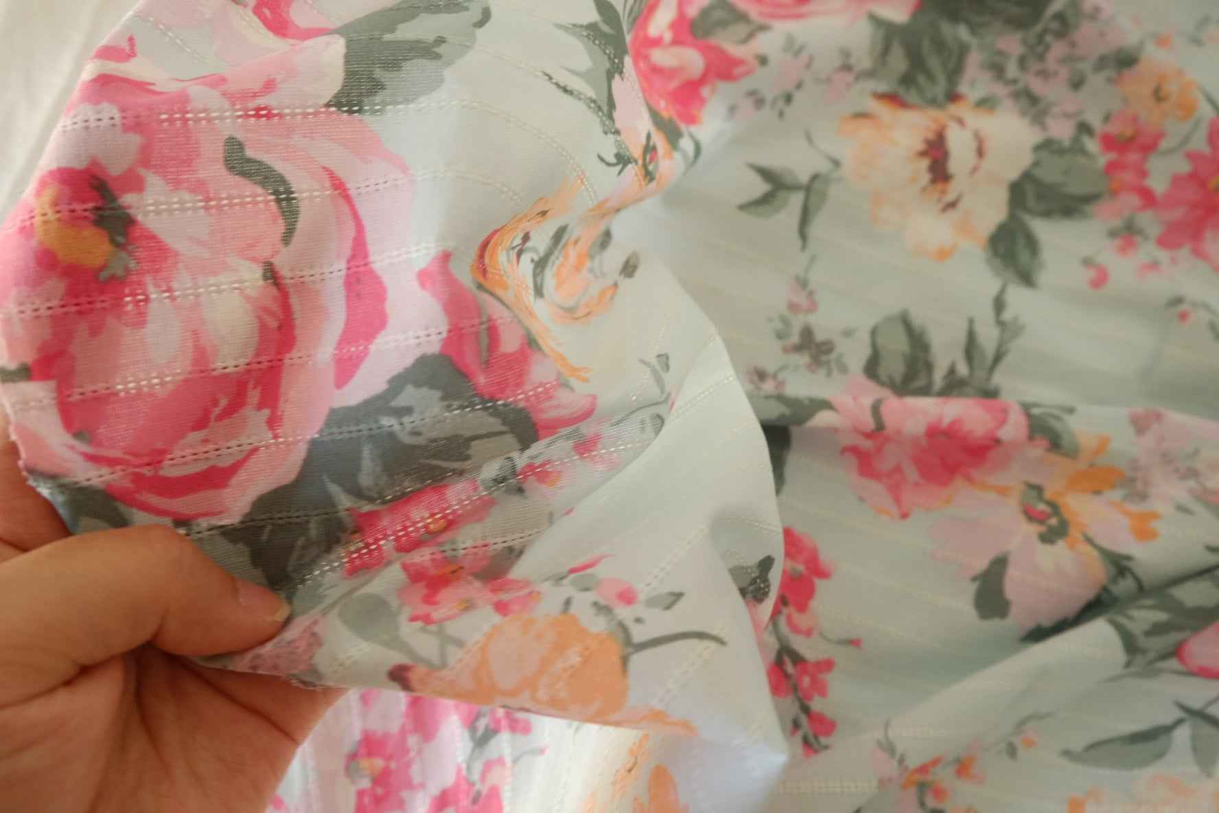 Textured Stripe Floral Cotton Fabric – 3.3 yd