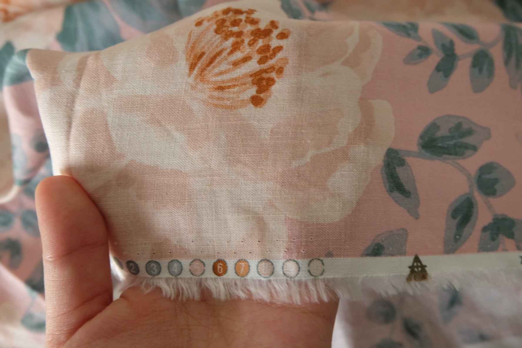 Blush Floral Cotton Linen Blend Fabric – 3.3 yd