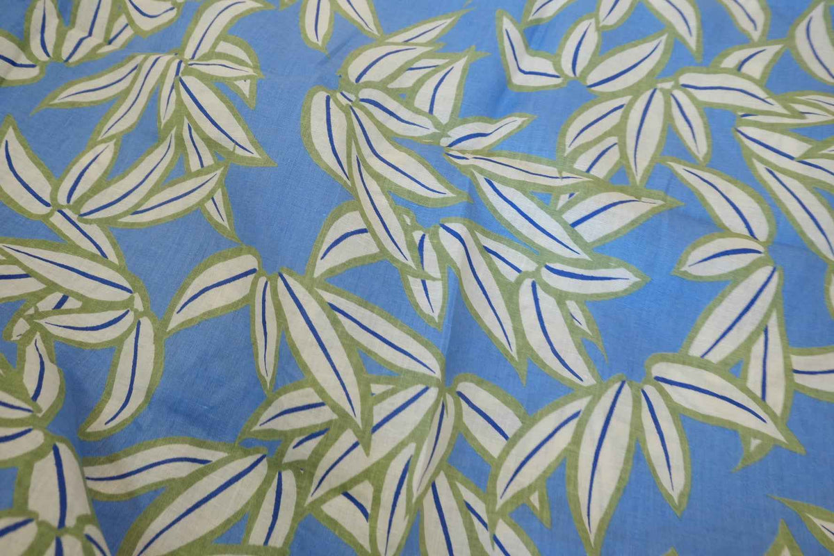Blue Bamboo Garden Pure Linen Fabric – 2.19 yd