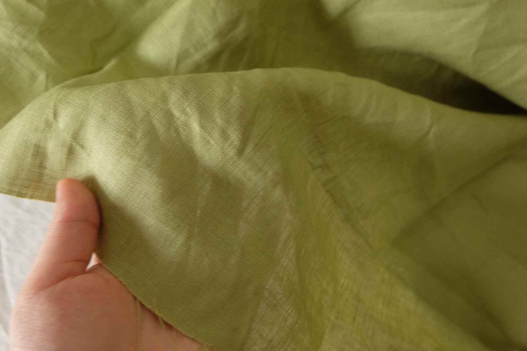 Light Olive Green Heavy Pure Linen — 1.64 yd