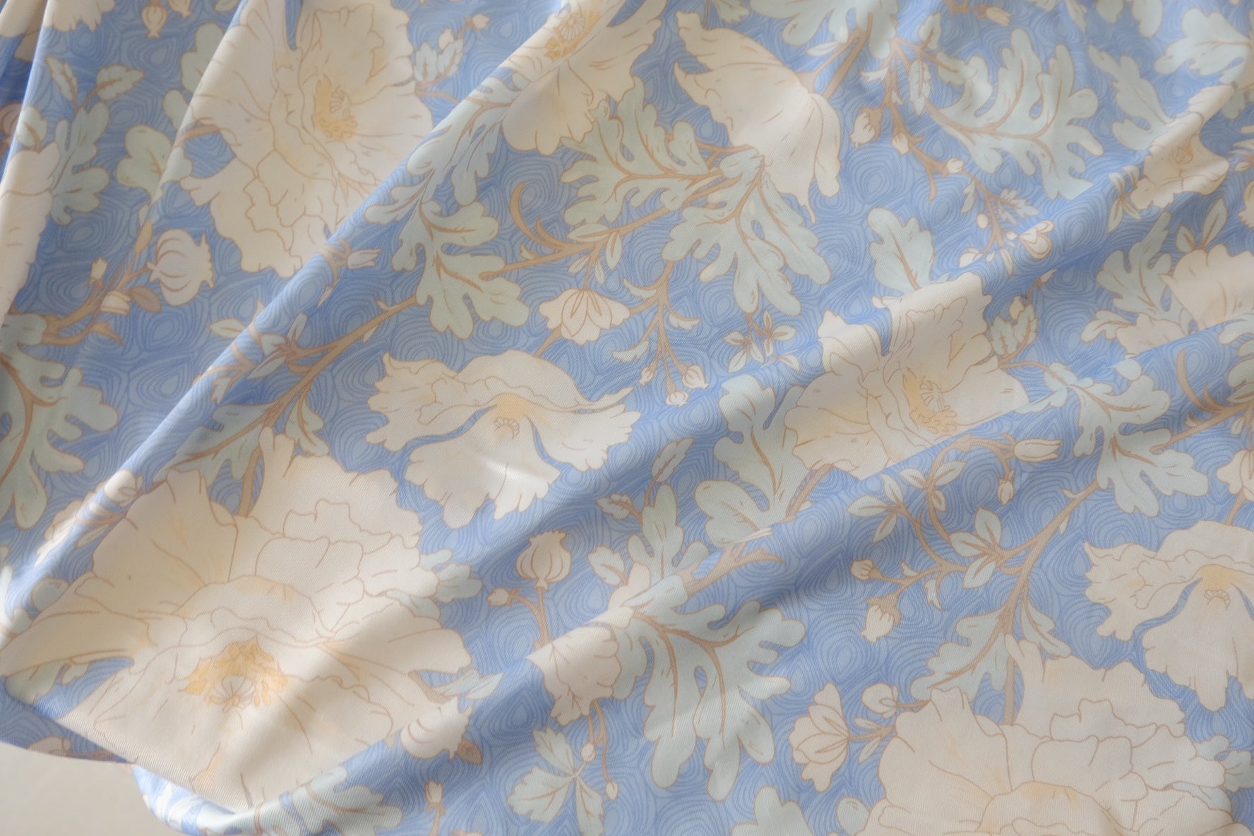 Powder Blue Floral Stretch Mesh – 2.19 yd