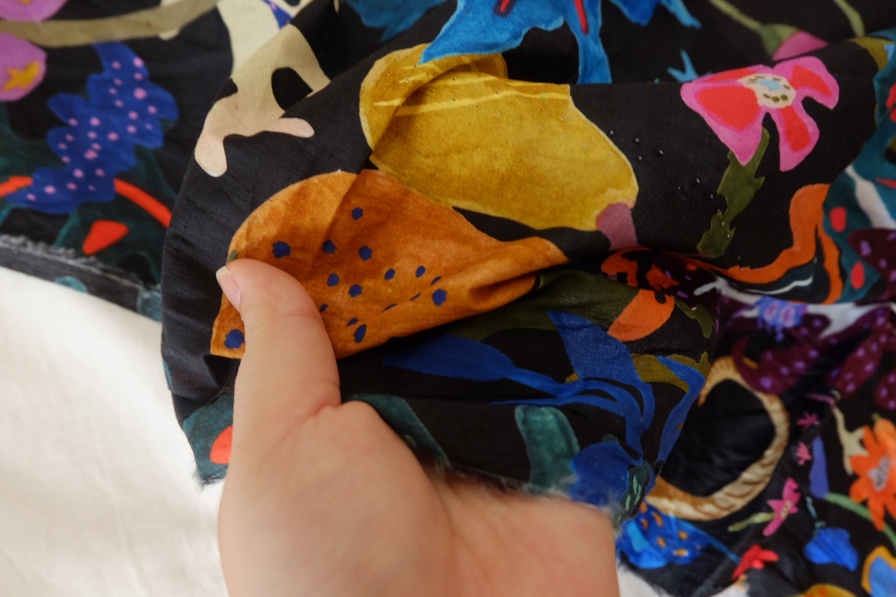 Fantasy Garden Cotton Lawn Fabric – Colorful Butterfly & Floral Print – 2 yd