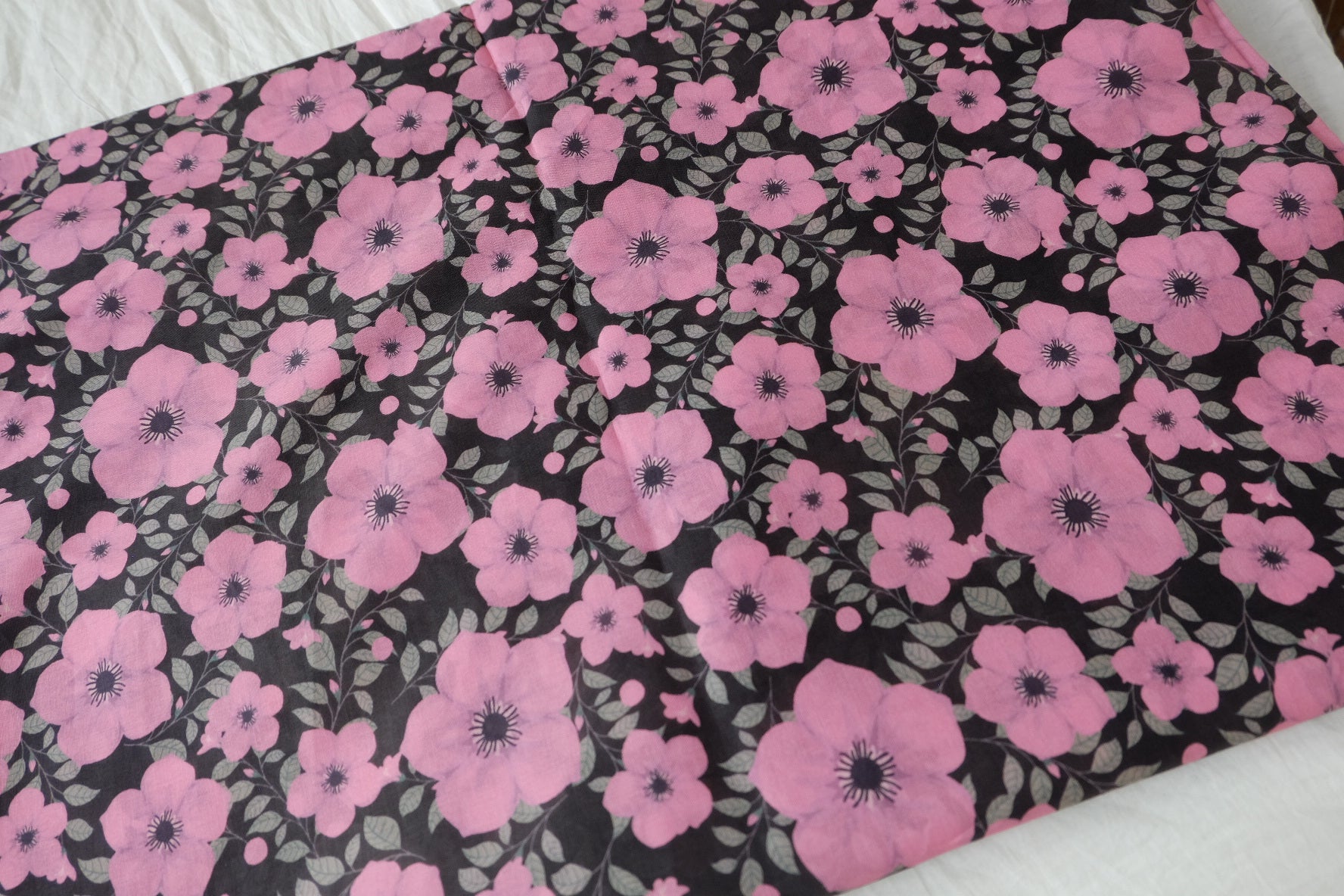 Pink Floral 80s Cotton Voile, 3.28 Yards