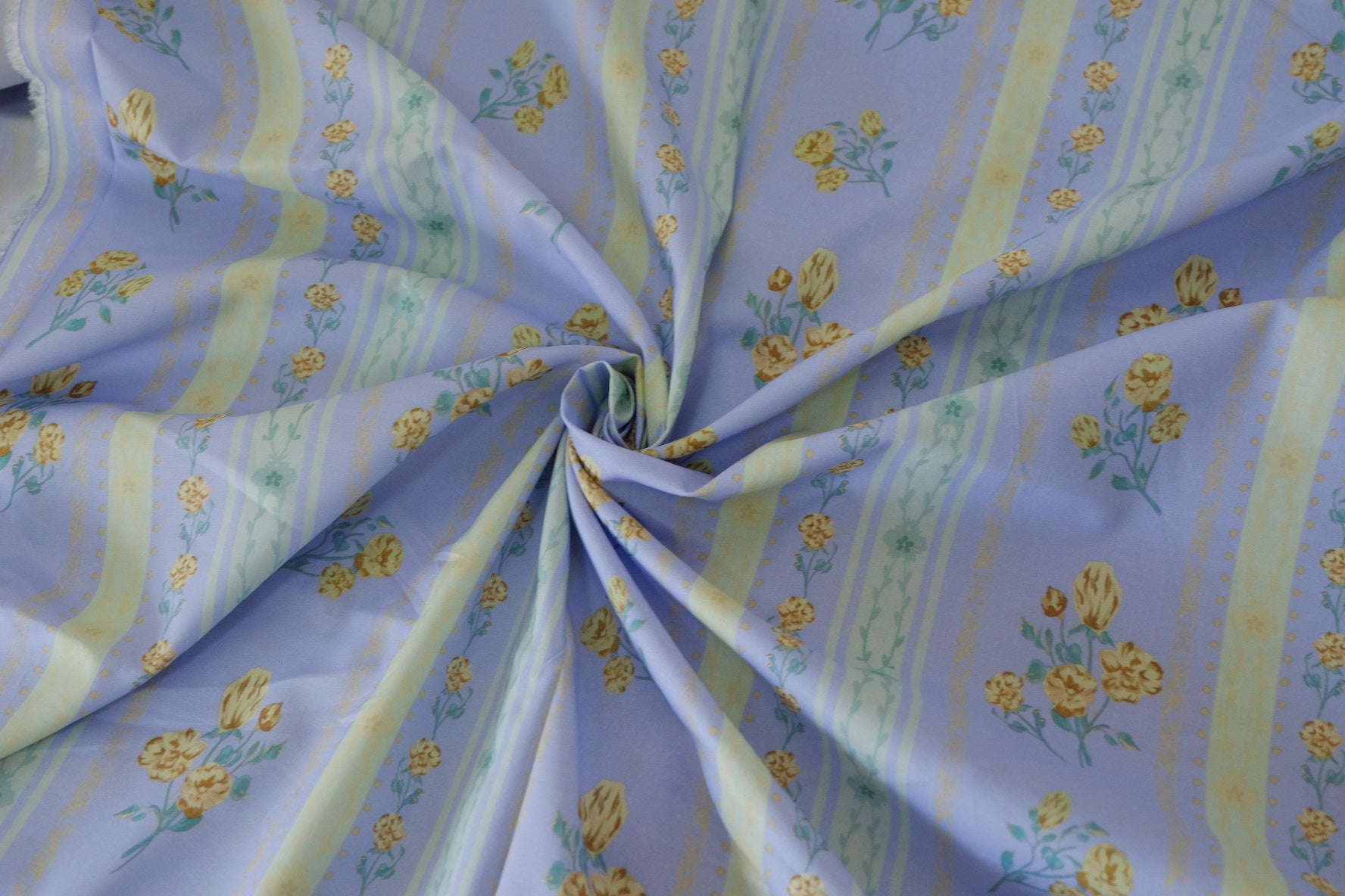 Lavender Floral Stripe Cotton Lawn Fabric – Soft Lightweight Summer Cotton – 3 yd