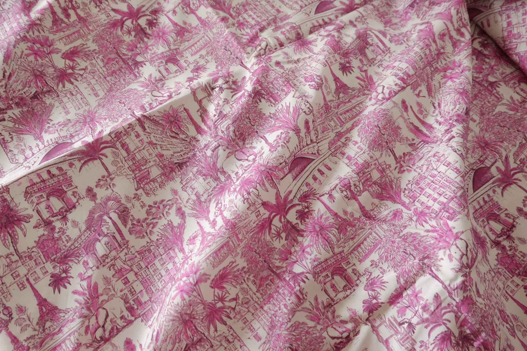 Pink Scenic Toile Cotton Lawn Fabric – 3.3 yd