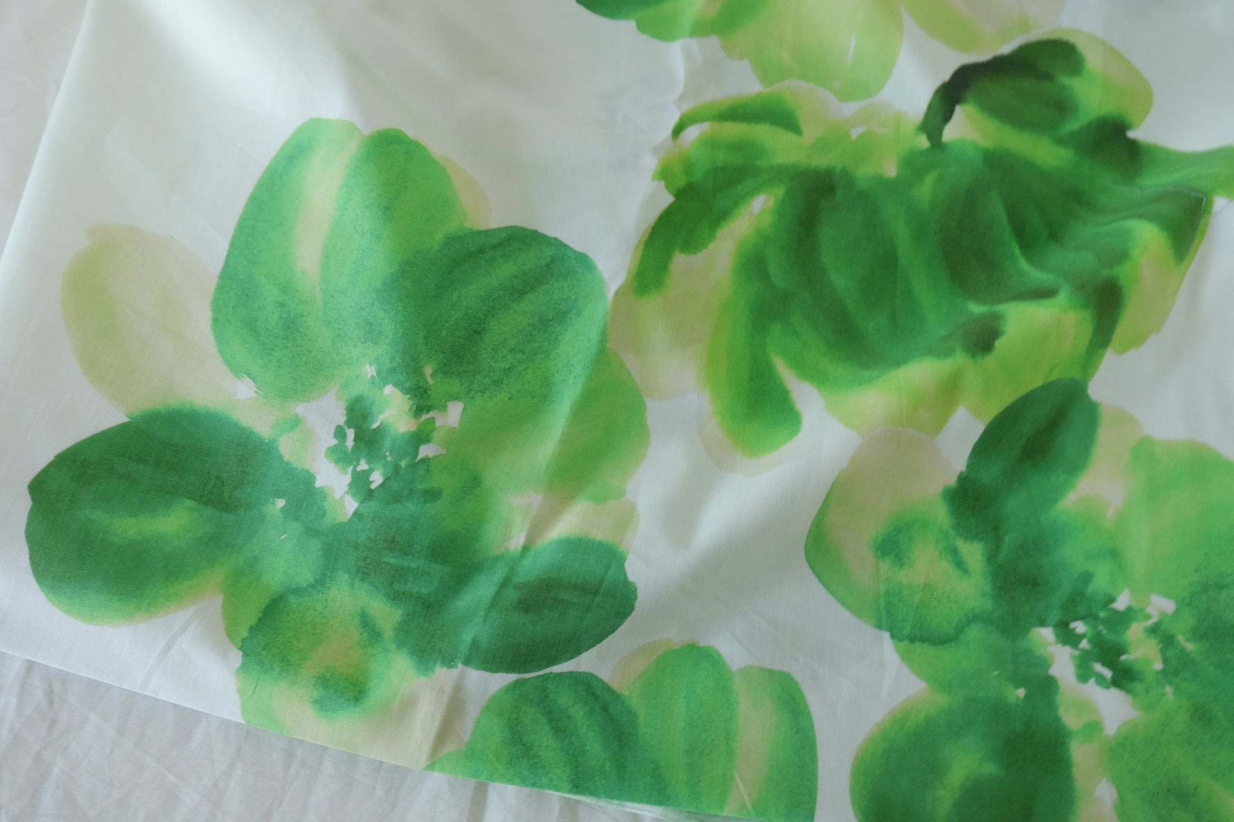 Green Floral Double Border Cotton Poplin Fabric – By the Meter