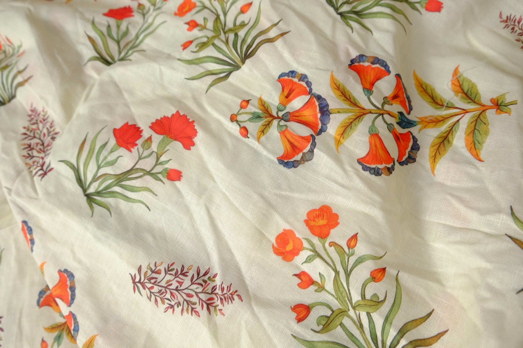 Botanical Linen Cotton Print, 1.97 Yards