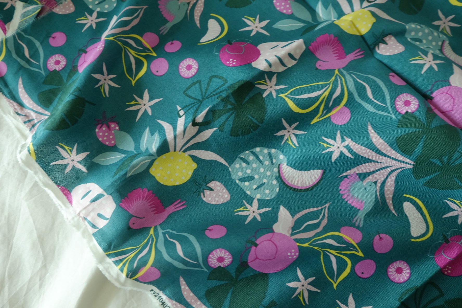 Colorful Tropical Botanical Linen Cotton Fabric – 2.2 yd