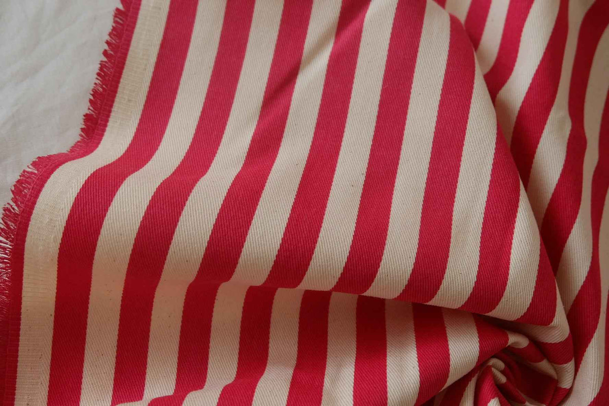 Red Stripe Cotton Twill — 2.19 yd