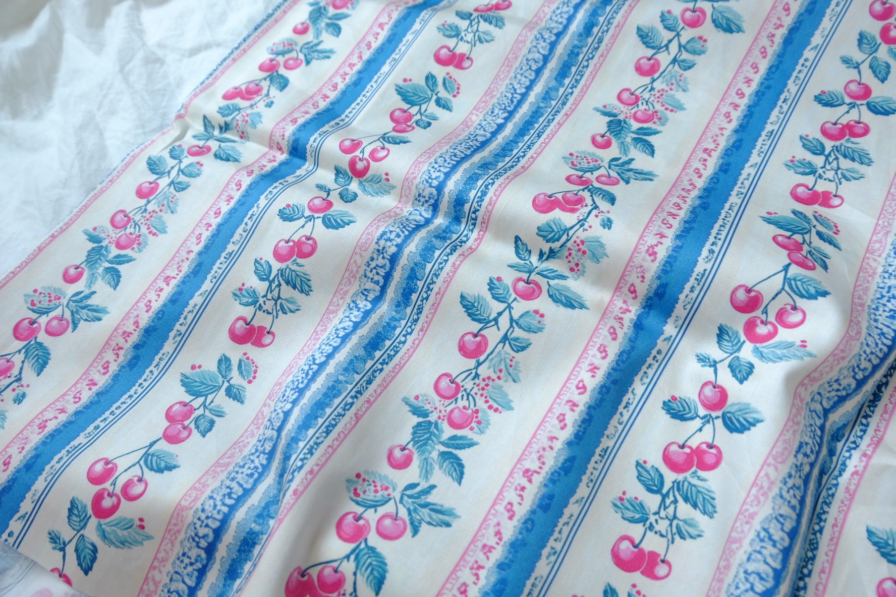 Cherry Stripe Silky Stretch Cotton Sateen — 2.19 yd