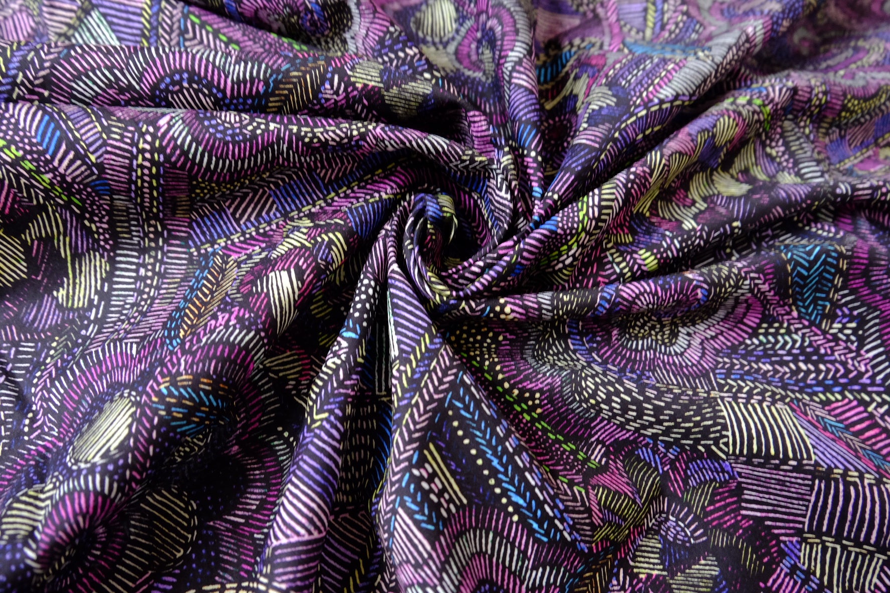 Embroidered-Look Dark Cotton Lawn — 2.84 yd