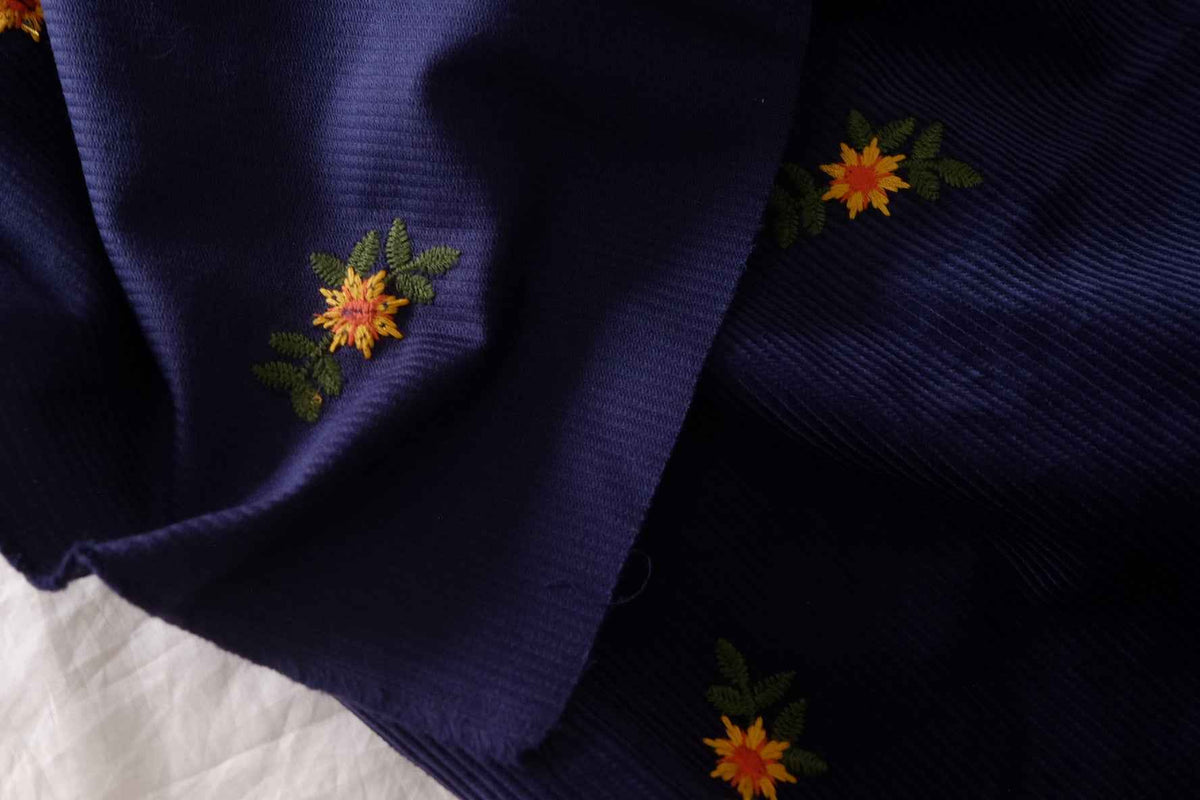 Embroidered Floral Cotton Corduroy — 1.64 yd