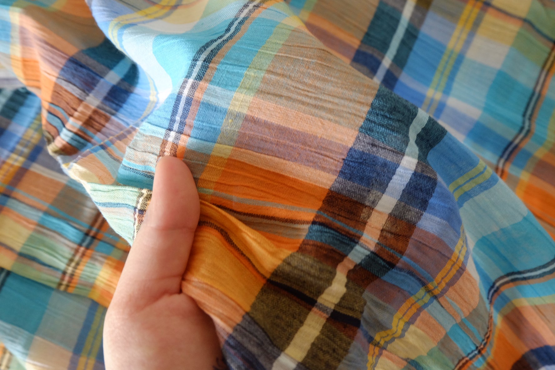 Sunset Plaid Textured Yarn-Dyed Cotton – 3.28 yd