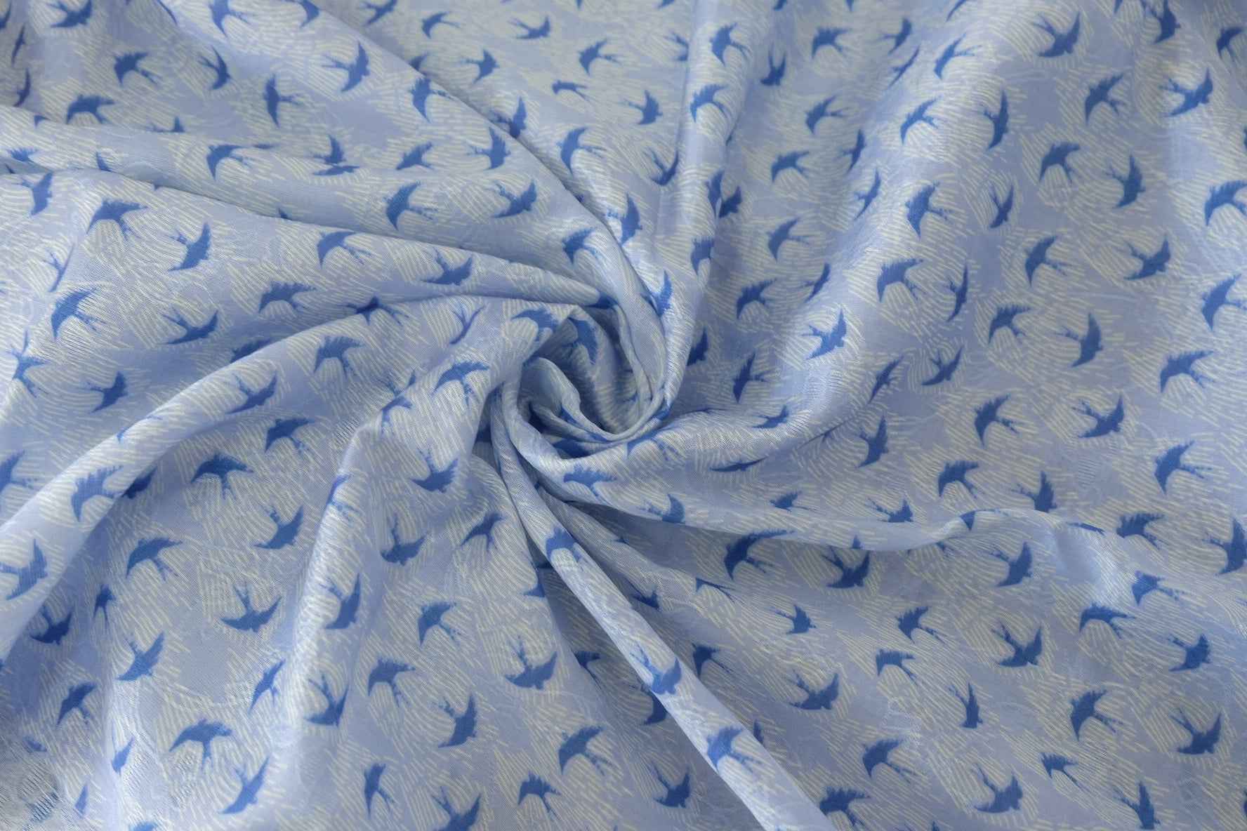 Blue Flying Bird Cotton Fabric – Soft Nature Print Woven Fabric – 1.6 yd