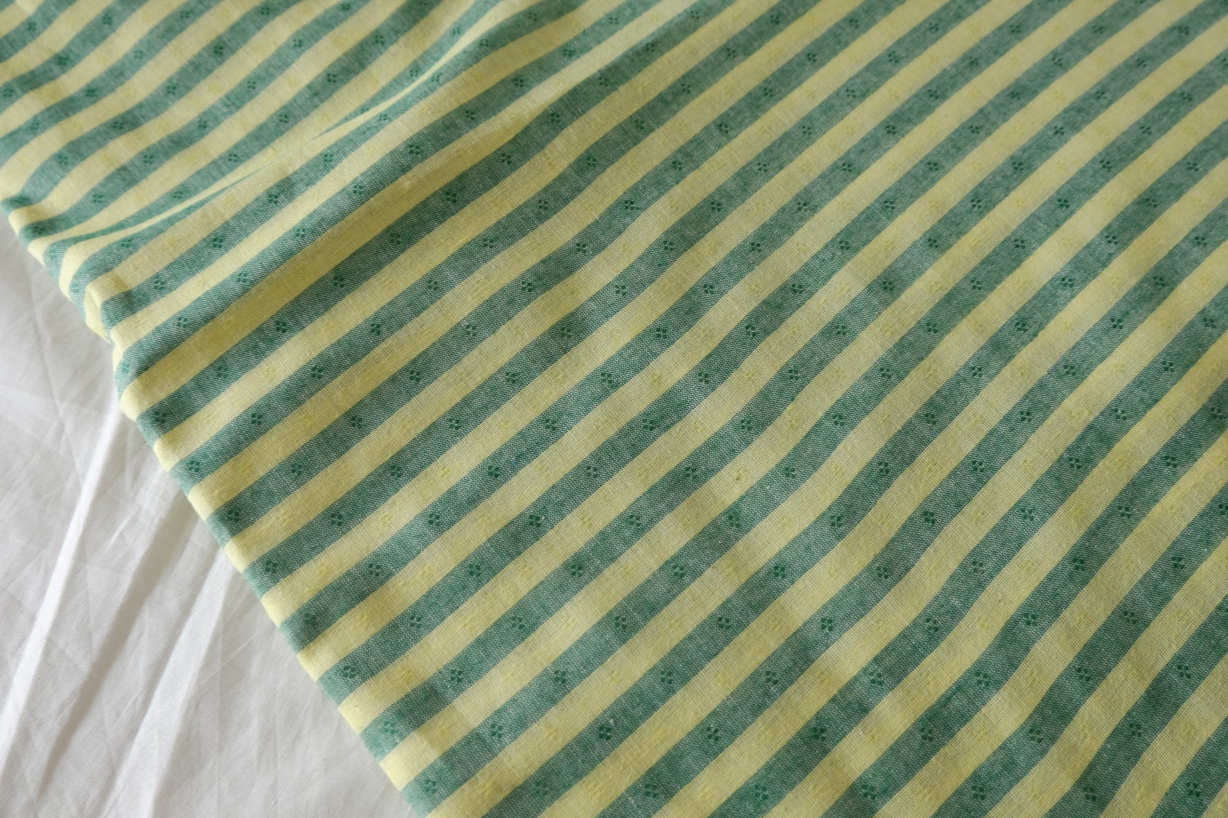 Green & Yellow Jacquard Stripe Cotton Fabric 2.2 yd