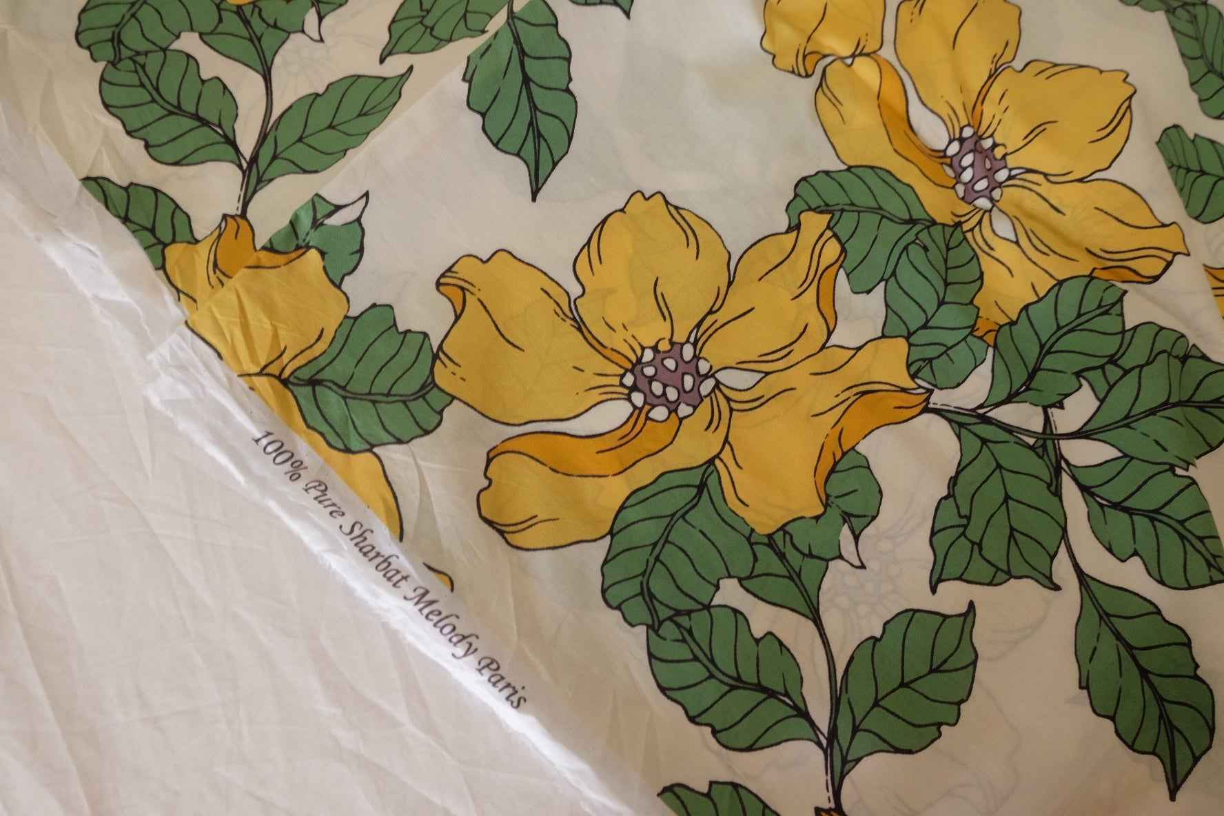Yellow Floral Ultra-Light Cotton Lawn Fabric – 3.3 yd