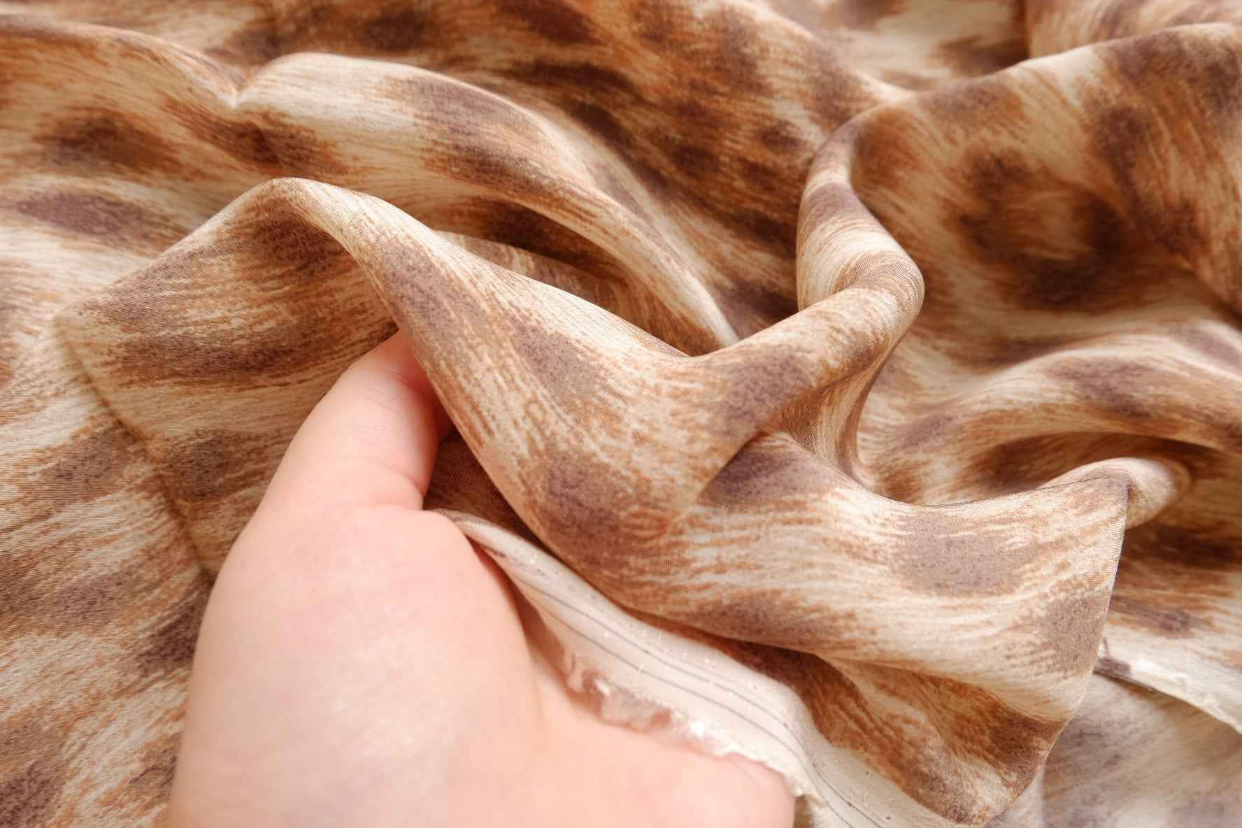 Sandwashed Cupro Leopard Fabric, Ultra Fluid Cool Blouse Weight, 1.64 Yards