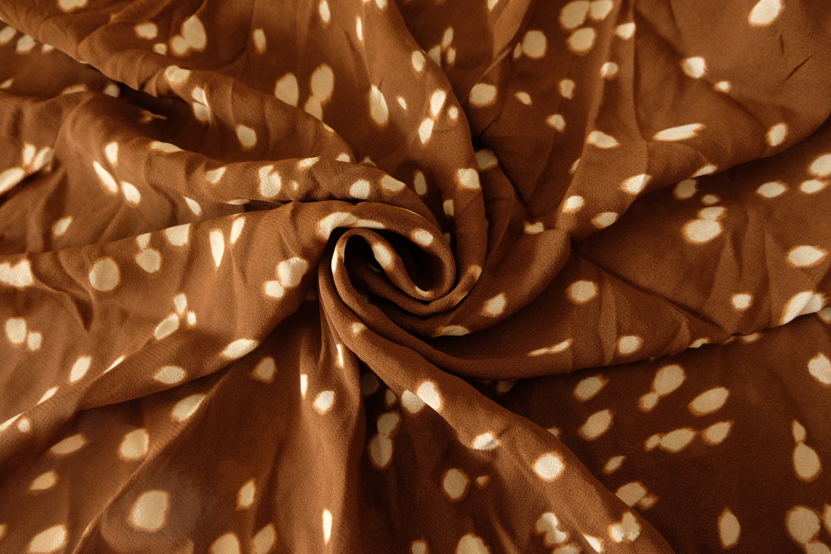 Little Fawn – Caramel Spotted Viscose Fabric – 2.19 / 3.17 yd