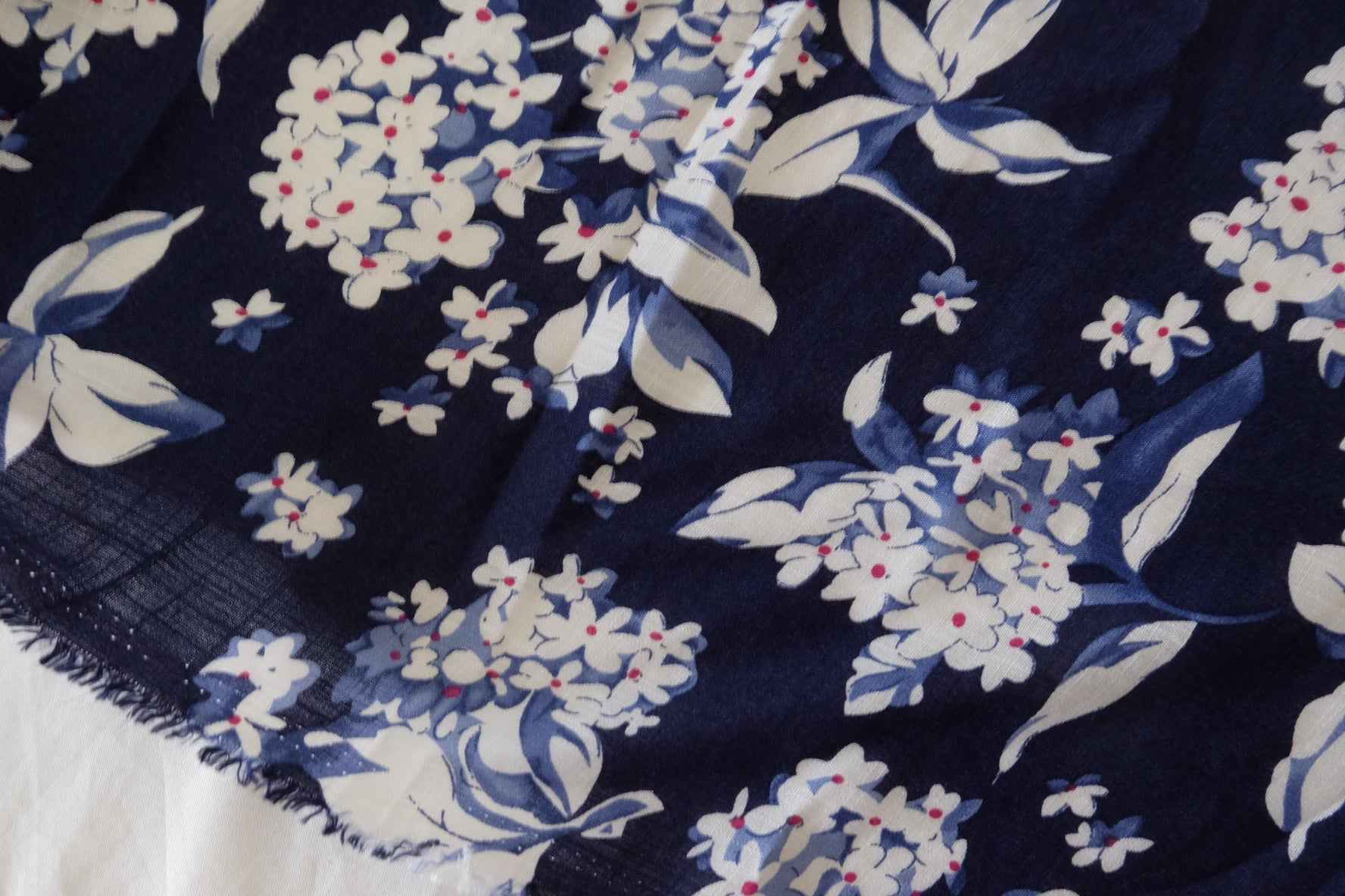 Navy Floral Linen Cotton Lyocell Fabric – 3.3 yd