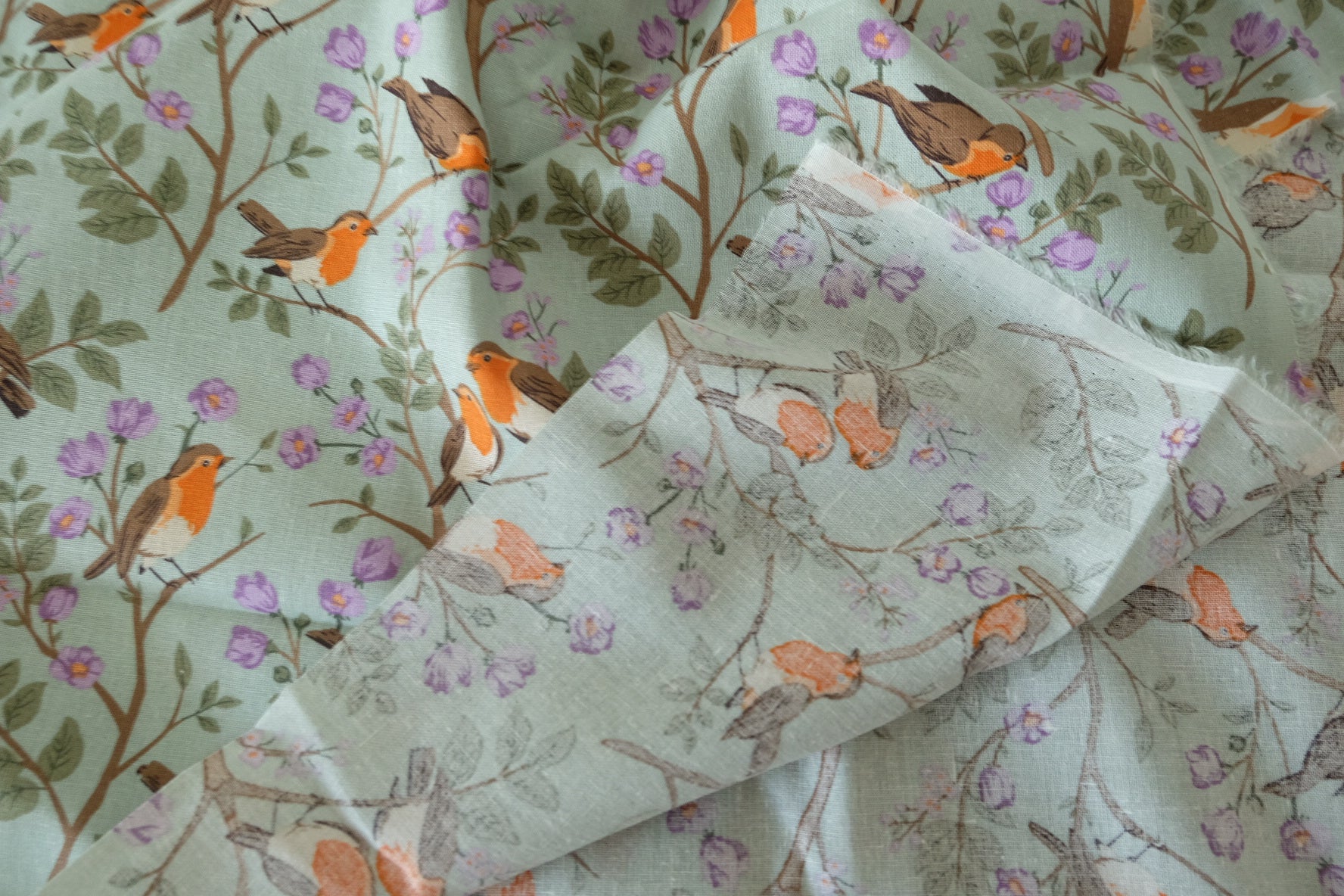 Robin Garden Linen Cotton Fabric – 2.2 yd