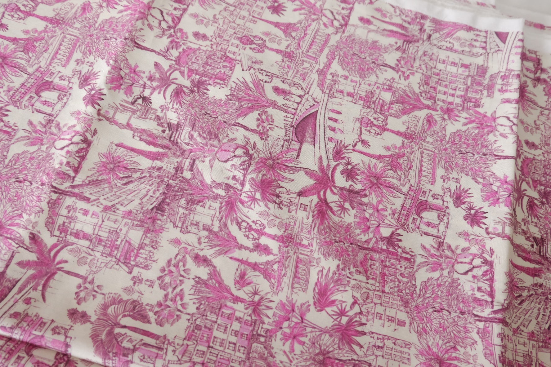 Pink Scenic Toile Cotton Lawn Fabric – 3.3 yd