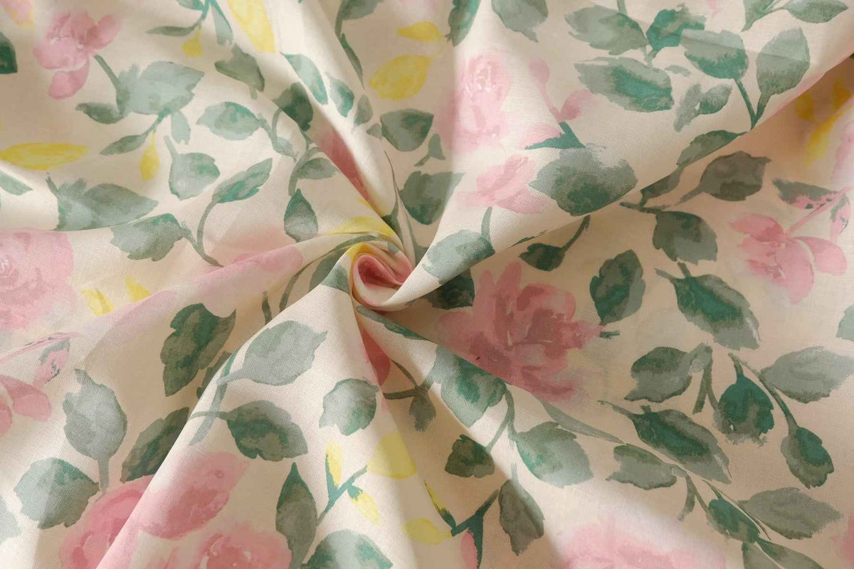 Watercolor Rose Linen Cotton — 2.19 yd