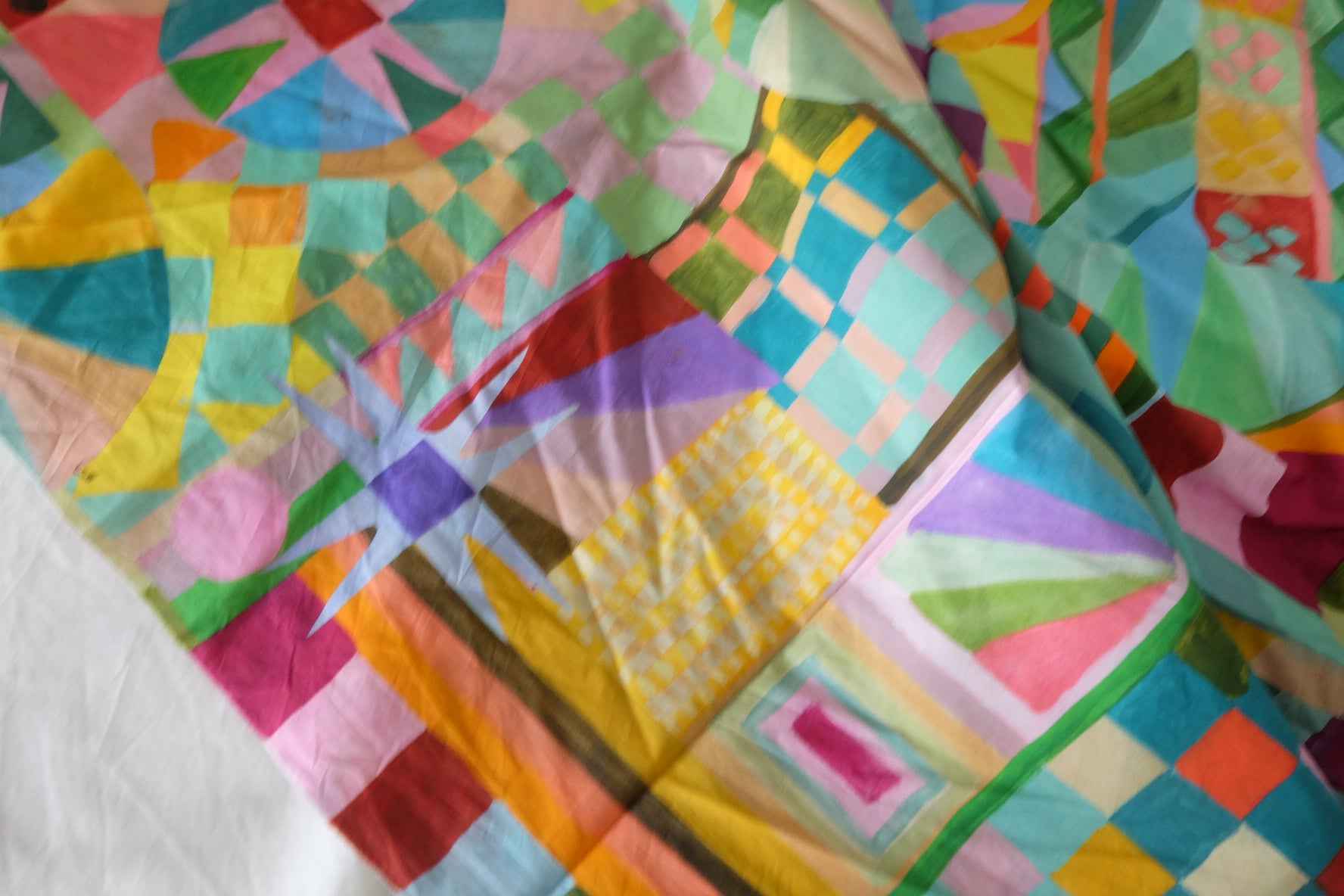 Colorful Abstract Geometric Cotton Lawn Fabric – 1.5 yd