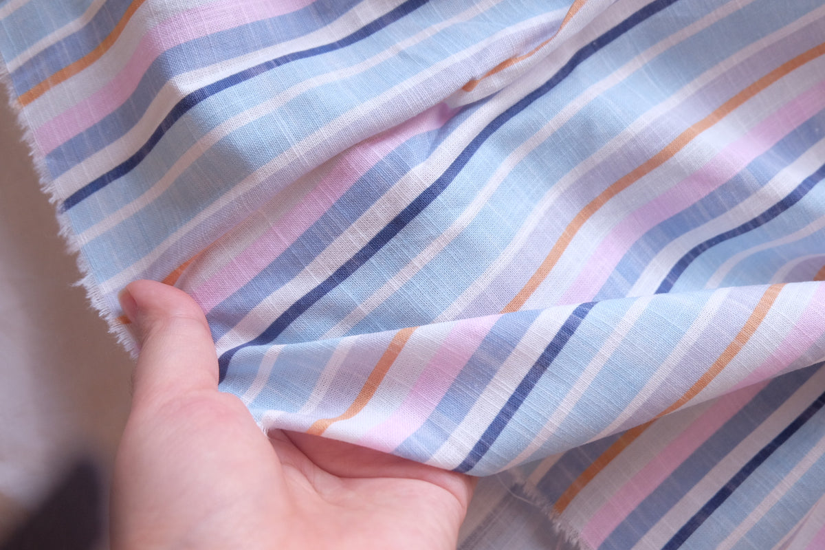 Pastel Multicolor Striped Cotton Linen – 2.2 yd