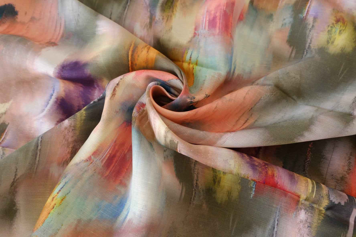 Abstract Painter's Palette Cupro Ramie Blend Fabric – 2.2 yd