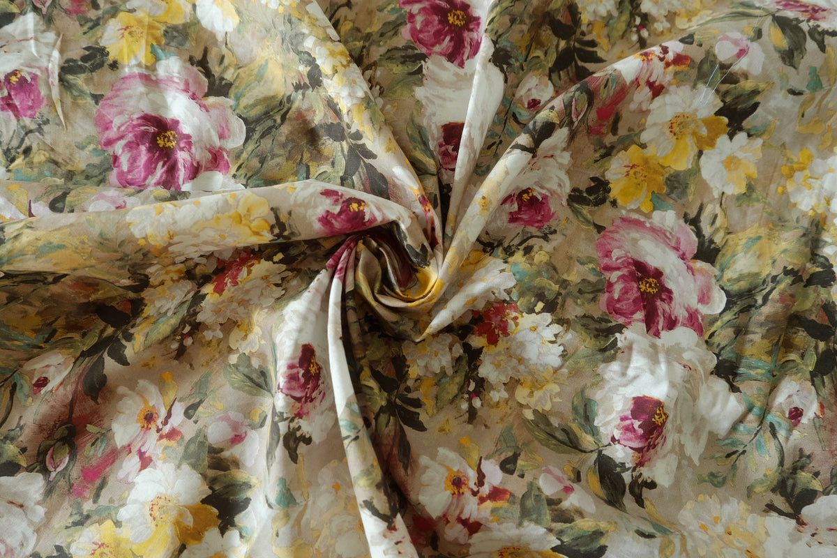 Vintage Oil Painting Garden – 60s Fine Cotton Poplin – 5 yd
