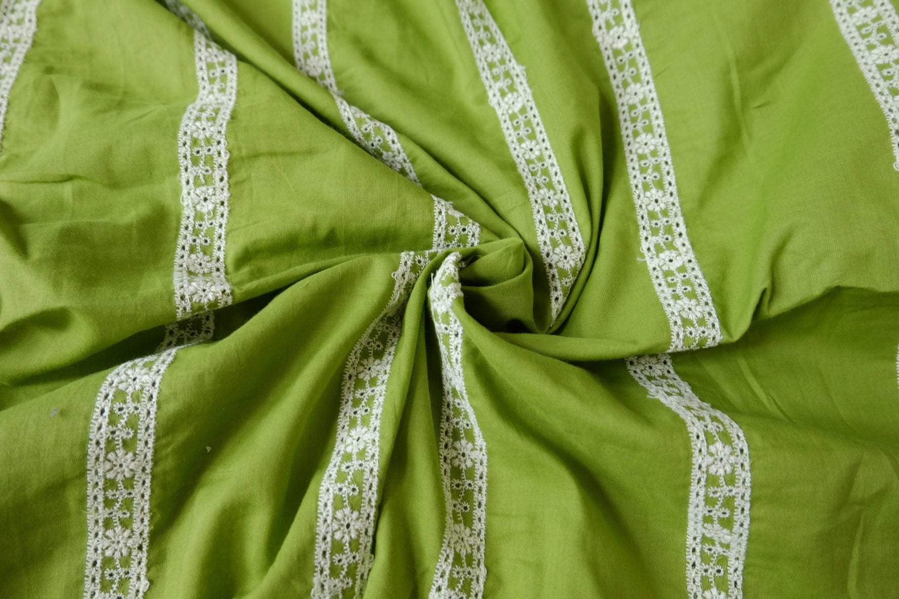 Olive Green Embroidered Blend, 2.2 Yards