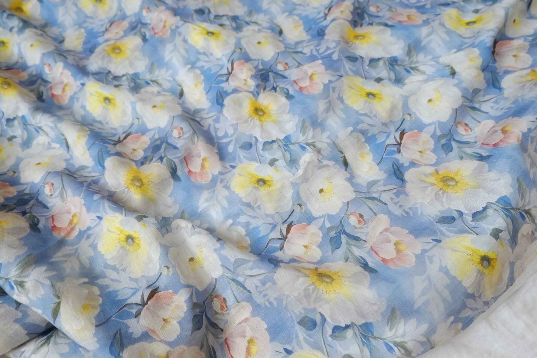 Blue Garden Tencel Ramie-Blend Fabric - 3.28 yd