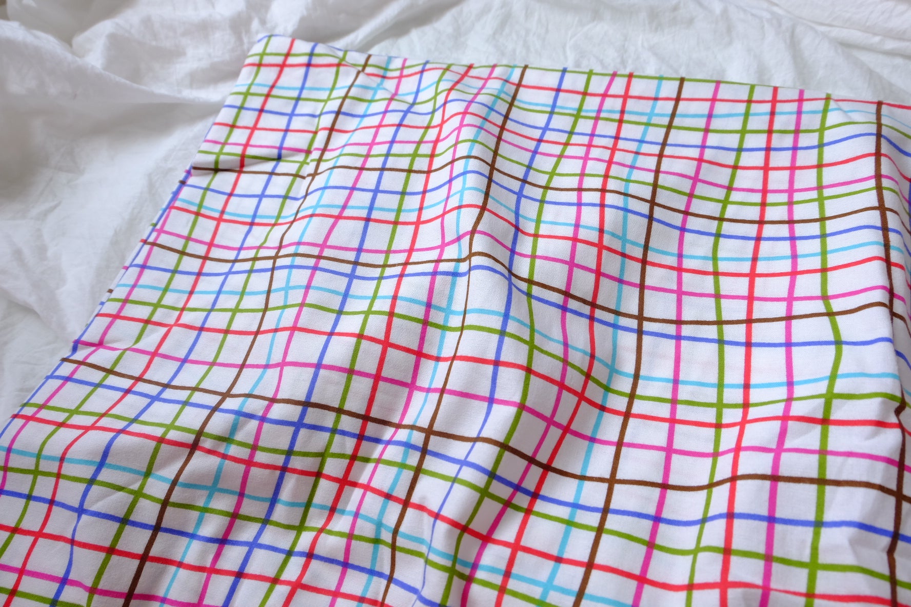 Colorful Line Check Structured Cotton Fabric — 2.19 yd