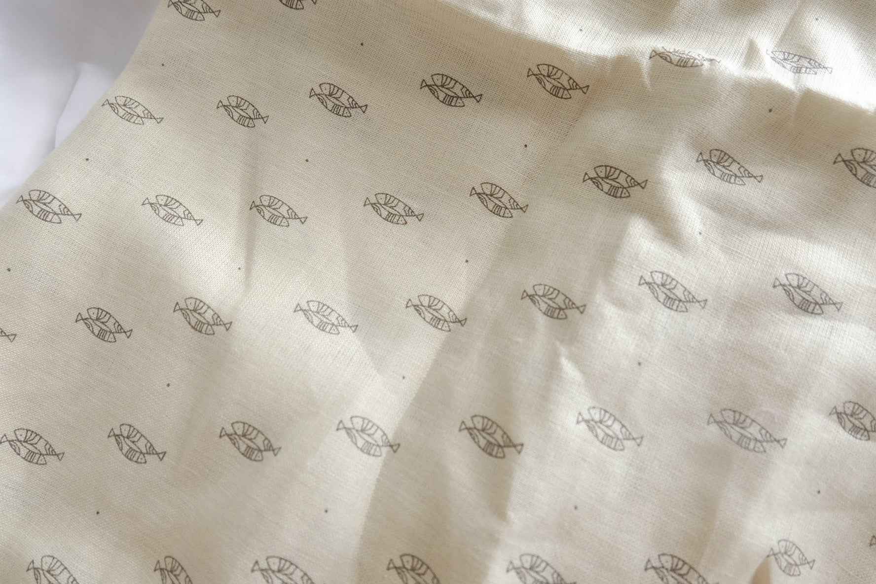 Natural Fish Print Linen Fabric - 2.19 yd