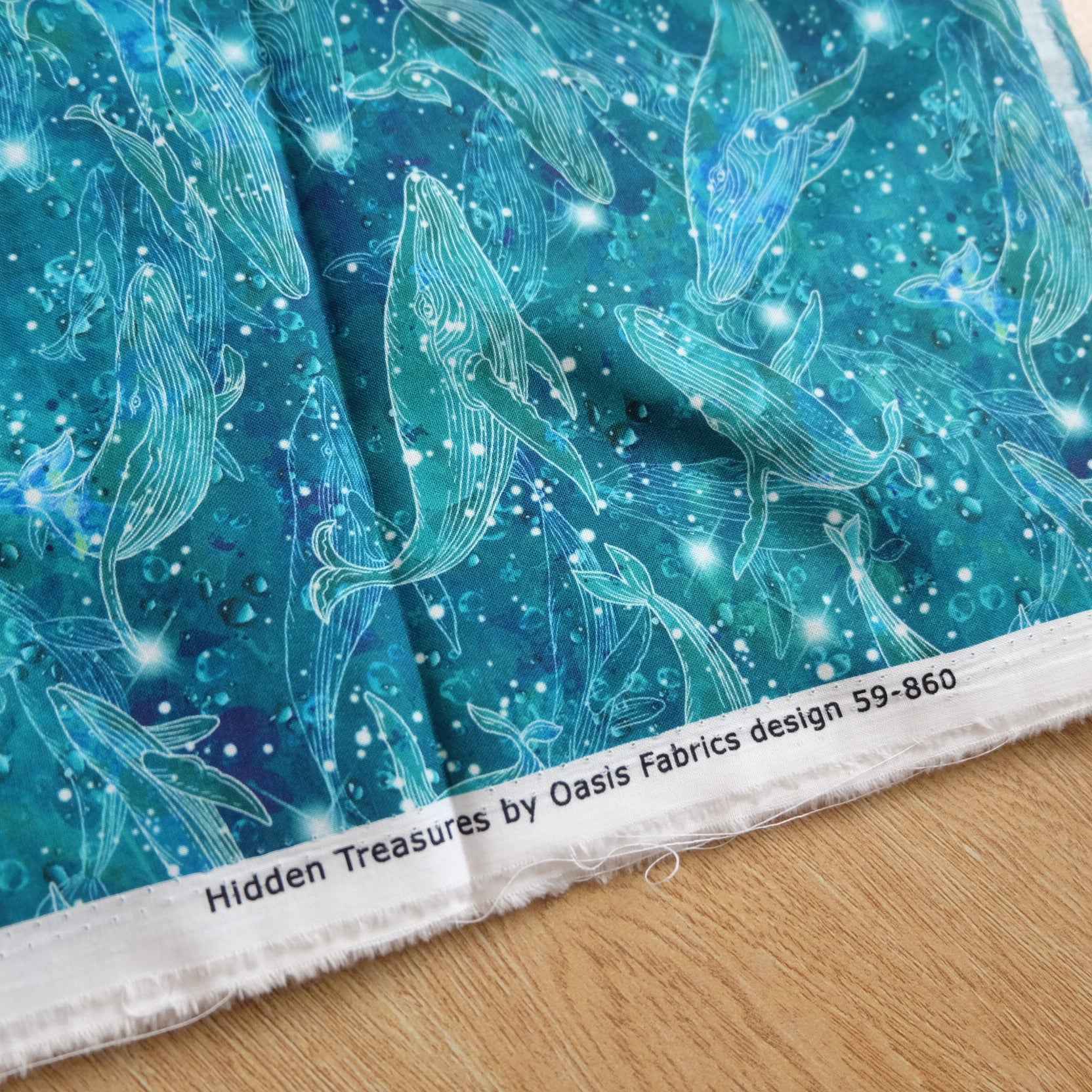 Ocean Whale Cotton Fabric — 3.3 yd