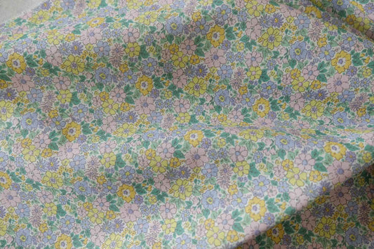 Pastel Mini Floral Cotton Linen Blend Fabric – 2.2 yd