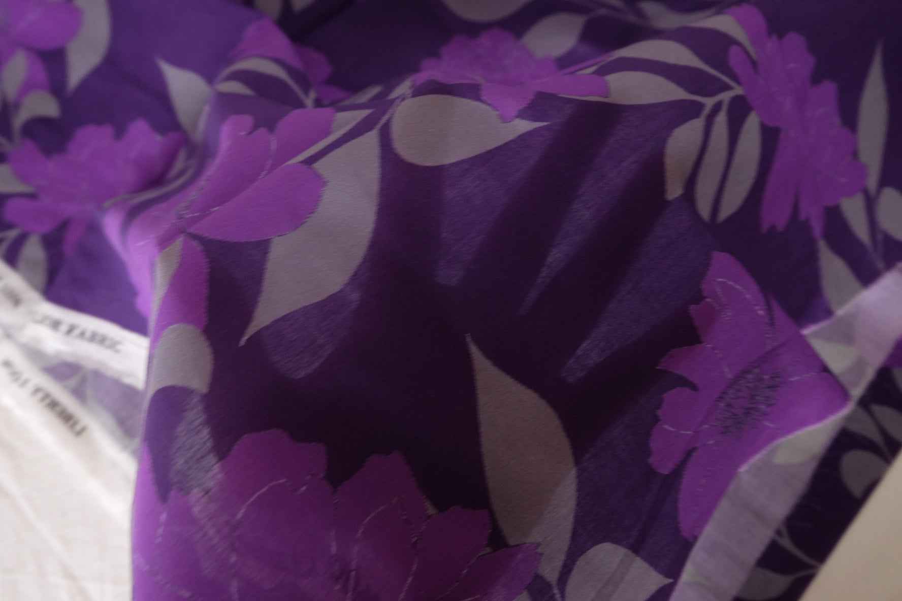 Purple Floral Cotton Voile Fabric – 3.3 Yards