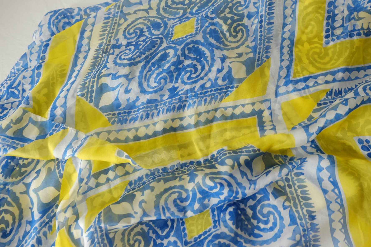 Blue & Yellow Silk Georgette — 3.28 yd