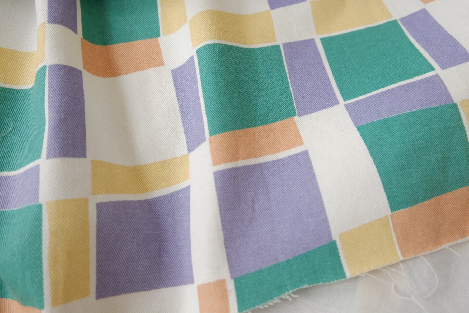 Imperfect Geometric Denim-Weight Cotton Twill, 2.39 Yards